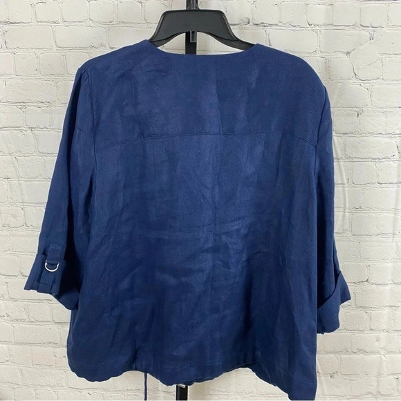Chico’s Linen Blue Lightweight Jacket Size 3 (16/18) - Picture 6 of 8